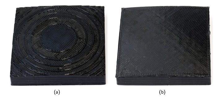 半徑為220毫米的球體頂部50×50毫米面積,用于測試印有(a)平面層和(b)非平面層的階梯式步進 半徑為220毫米的球體頂部50×50毫米面積,用于測試印有(a)平面層和(b)非平面層的階梯式步進